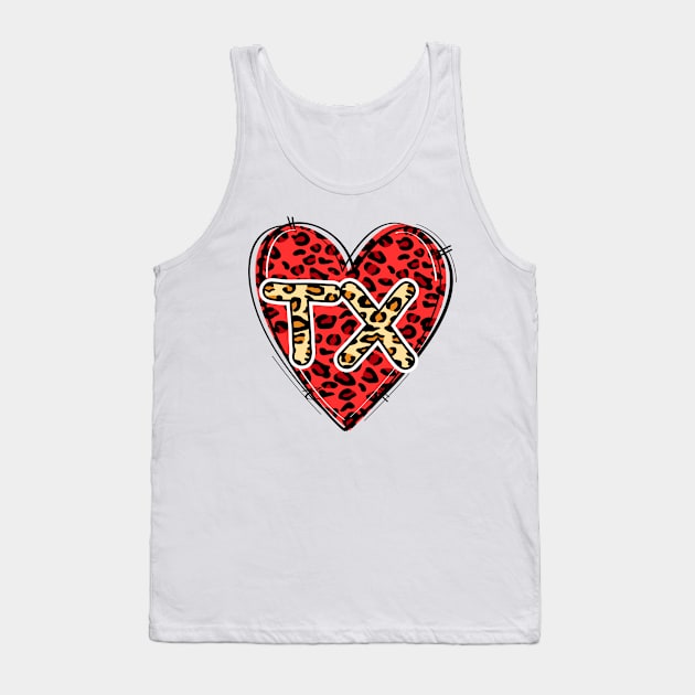 Love TEXAS Leopard Heart TX Tank Top by lunamoonart